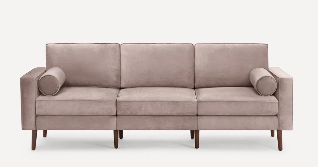 Burrow Nomad Velvet Sofa in a beautiful green shade